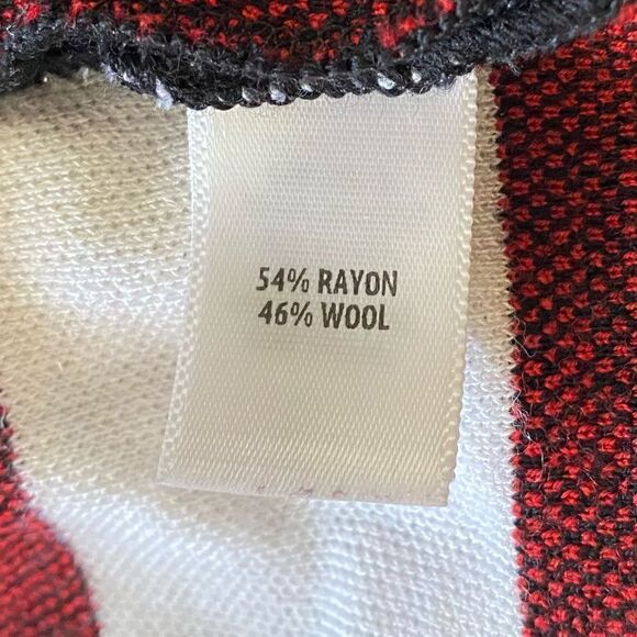 St. John Black Striped Wool Blend Draped Waterfall Open Front Cardigan Sweater M - Picture 4 of 5